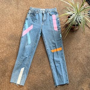 Pull & Bear Painted Striped Jeans